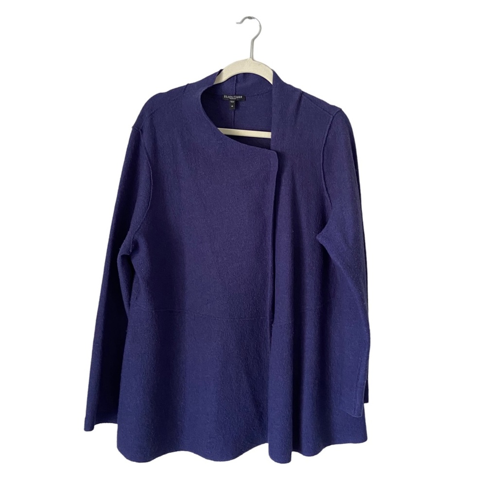 Eileen Fisher Woman 1X Purple 100% Boiled Merino Wool Jacket